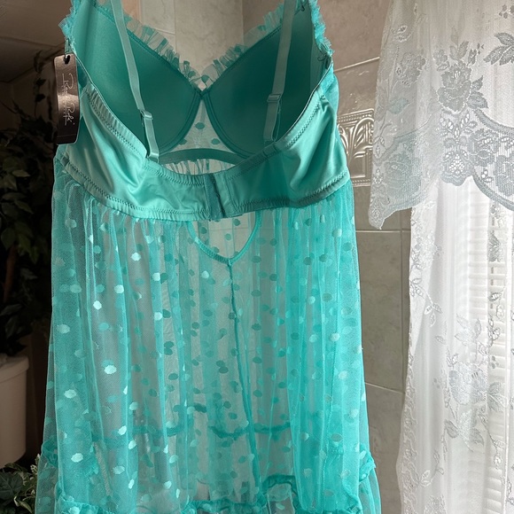 NWT Rene Rofe Teal Babydoll T-String 2 Piece Set - Picture 10 of 13